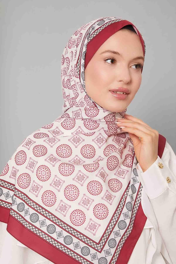LevidorBordo Motif Desen Club Şal