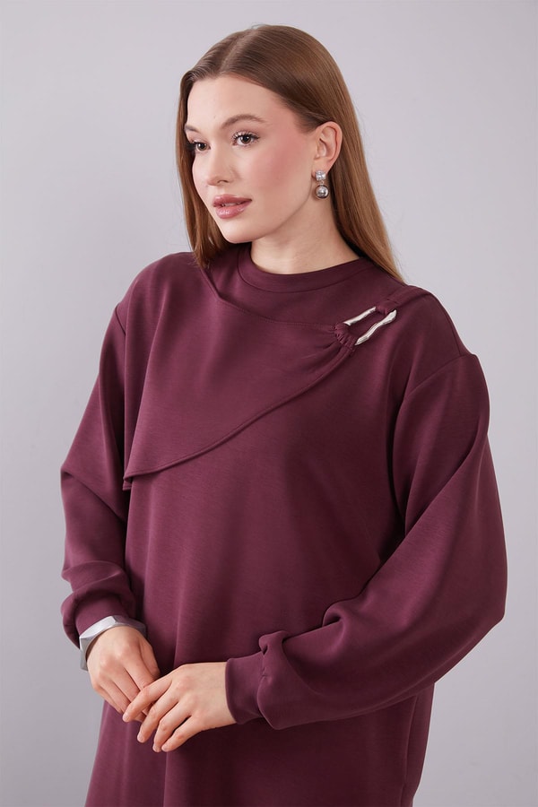 LevidorBordo Omuz Aksesuar Detaylı İkili Takım