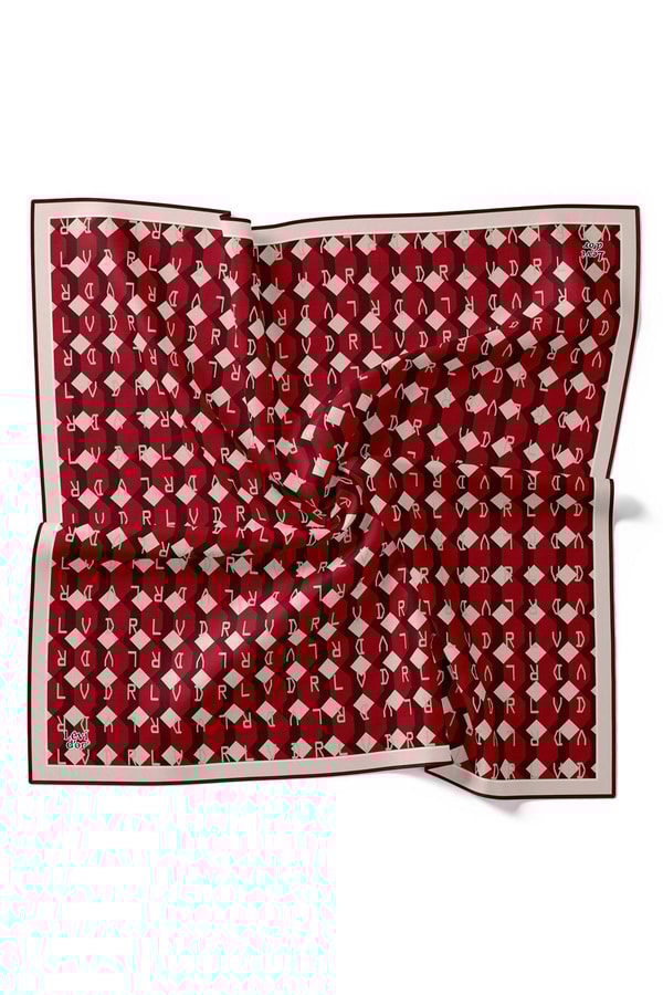 LevidorBordo Petek Baskılı Twill İpek Eşarp