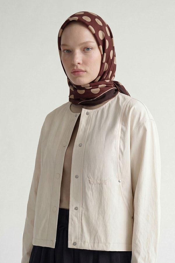 LevidorBordo Puantiyeli Twill İpek Eşarp