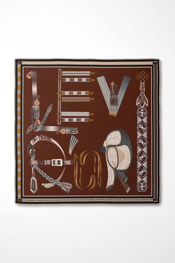 LevidorBordo-Siyah Twill İpek Eşarp Lunera Koleksiyonu