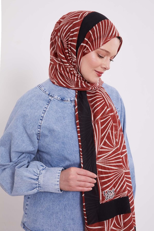 LevidorBordo Tropikal Pamuklu Şal