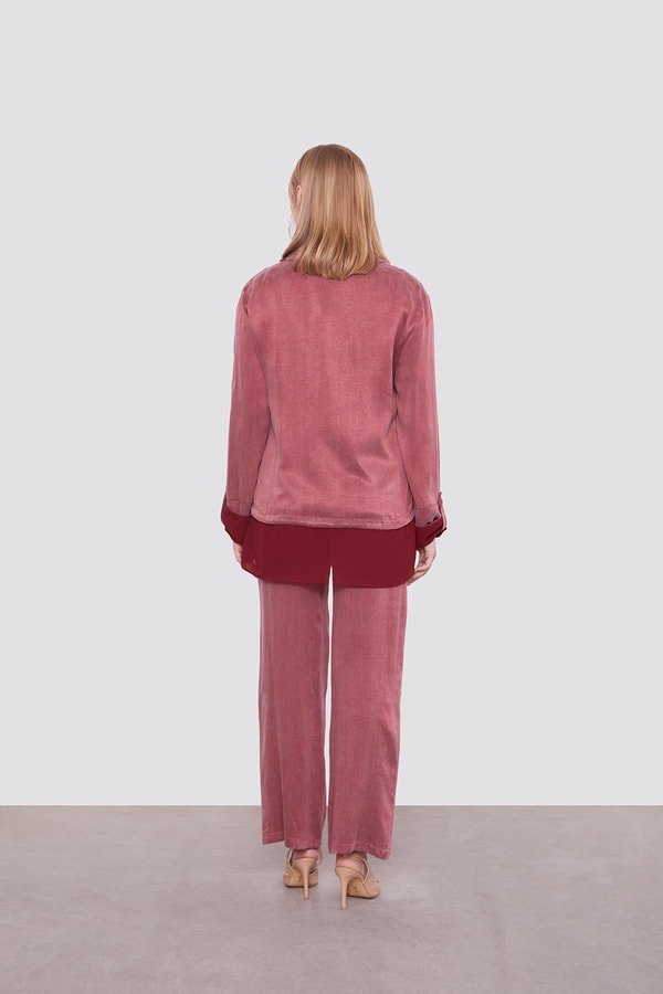 LevidorBordo Tül Manşet Detaylı Cupra İkili Takım