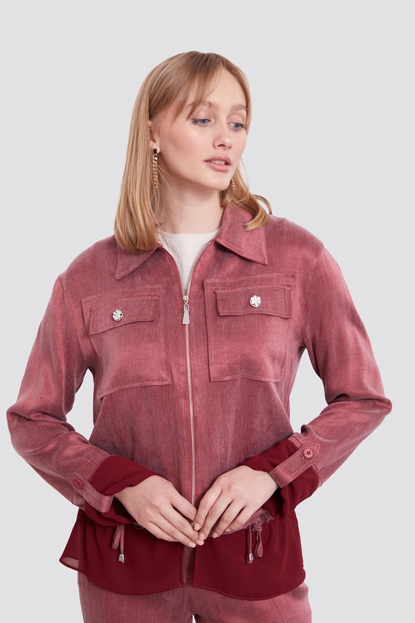 LevidorBordo Tül Manşet Detaylı Cupra İkili Takım