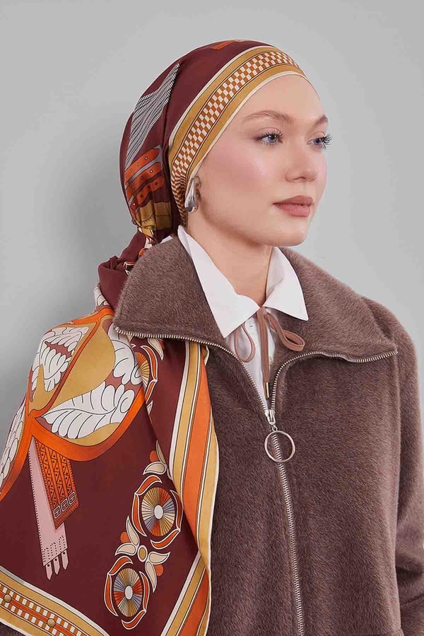 LevidorBordo Twill İpek Eşarp Lunera Koleksiyonu