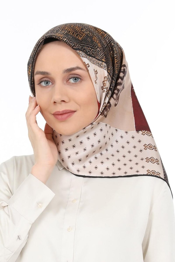 LevidorBordo Twill Saf İpek Eşarp