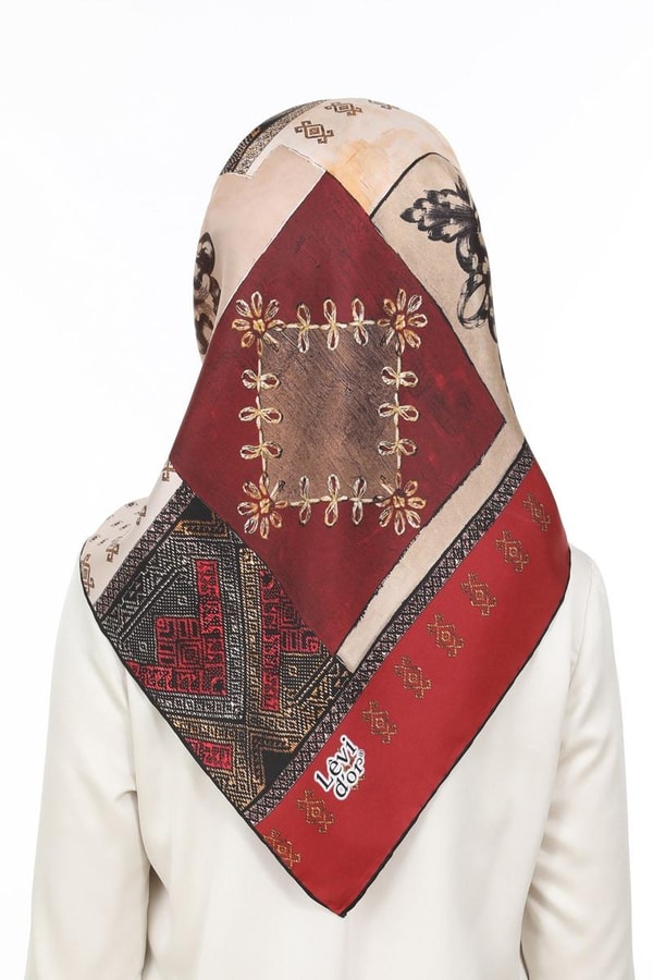 LevidorBordo Twill Saf İpek Eşarp