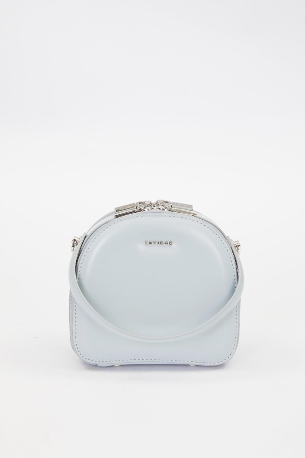 LevidorBuz Mavisi Çift Fermuarlı Omuz Çantası