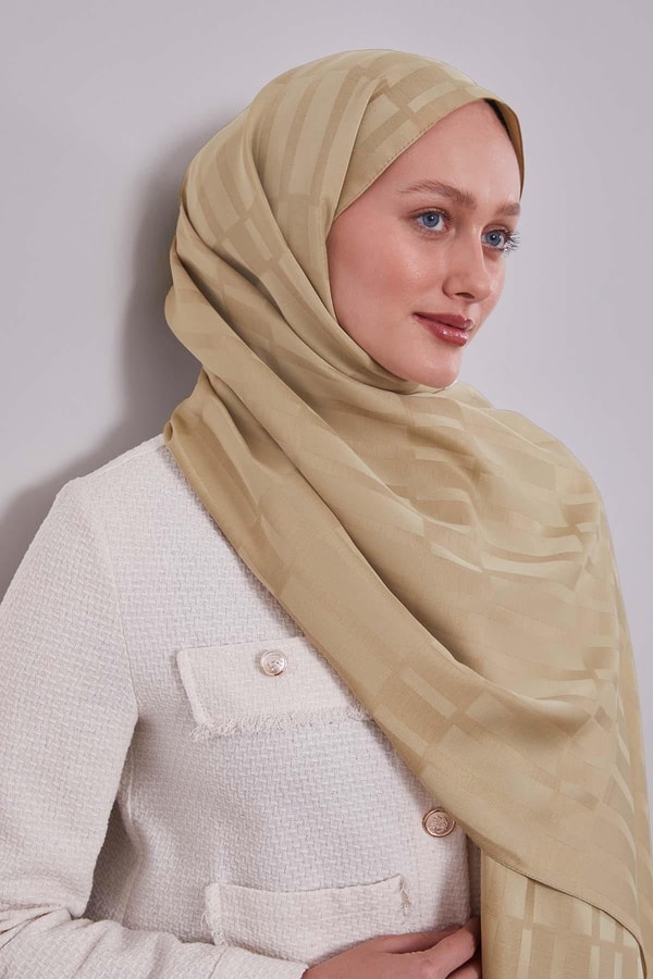 LevidorÇağla Yeşili Kesik Çizgili Blue Jakar Şal