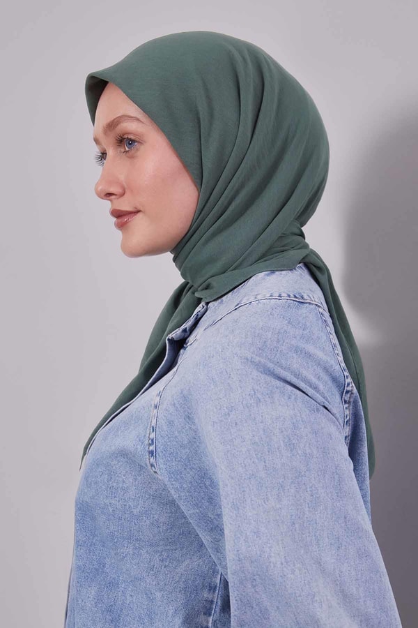 LevidorÇağla Yeşili Pamuklu Cazz Kare Eşarp