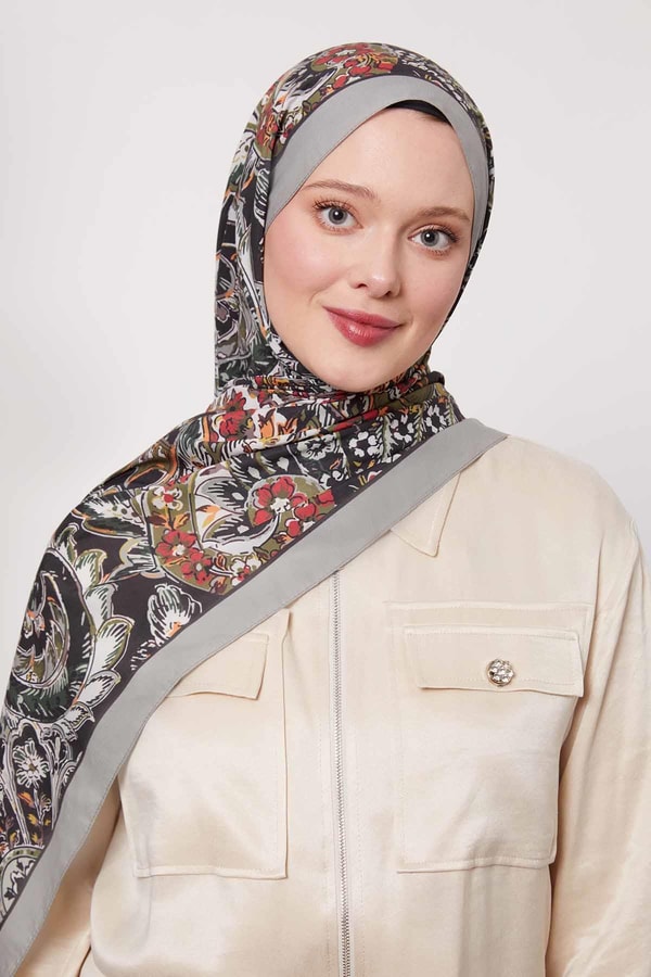 LevidorÇağla Yeşili Soyut Çiçek Desen Love Şal