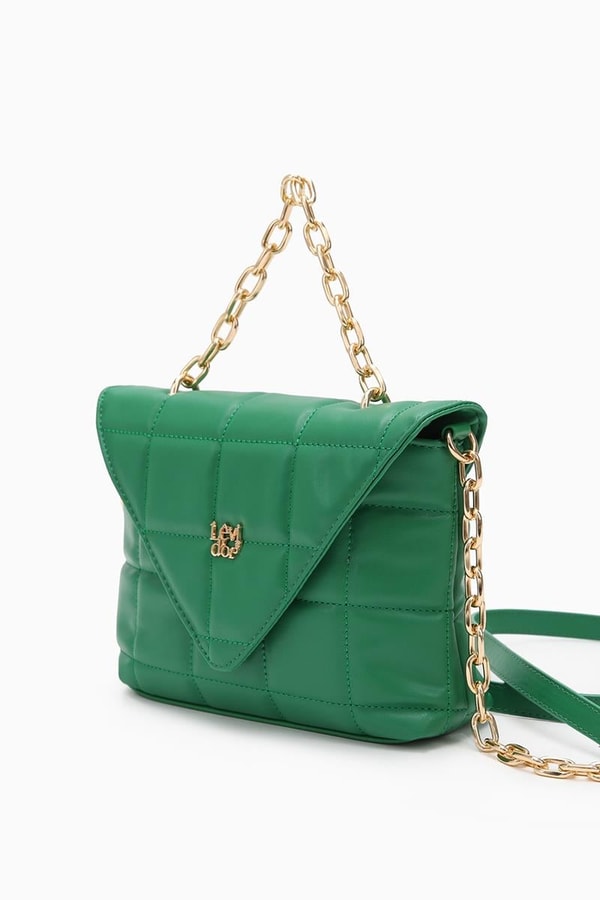 LevidorÇağla Yeşili Üçgen Kapaklı Omuz Çantası