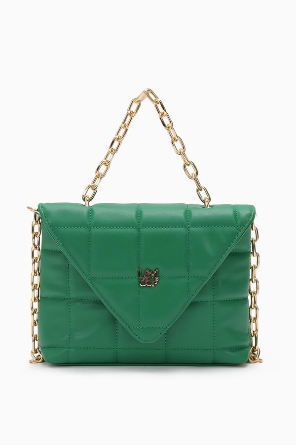 LevidorÇağla Yeşili Üçgen Kapaklı Omuz Çantası