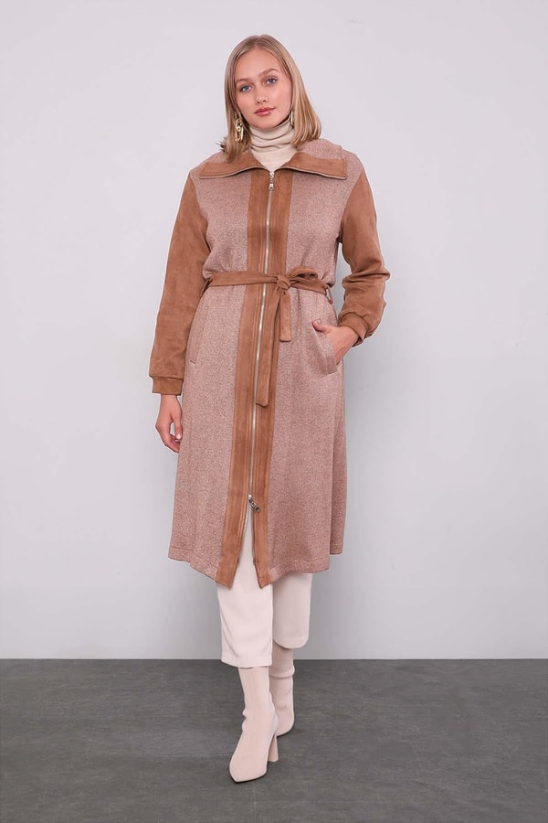 LevidorCamel Bel Bağlamalı Süet Kap