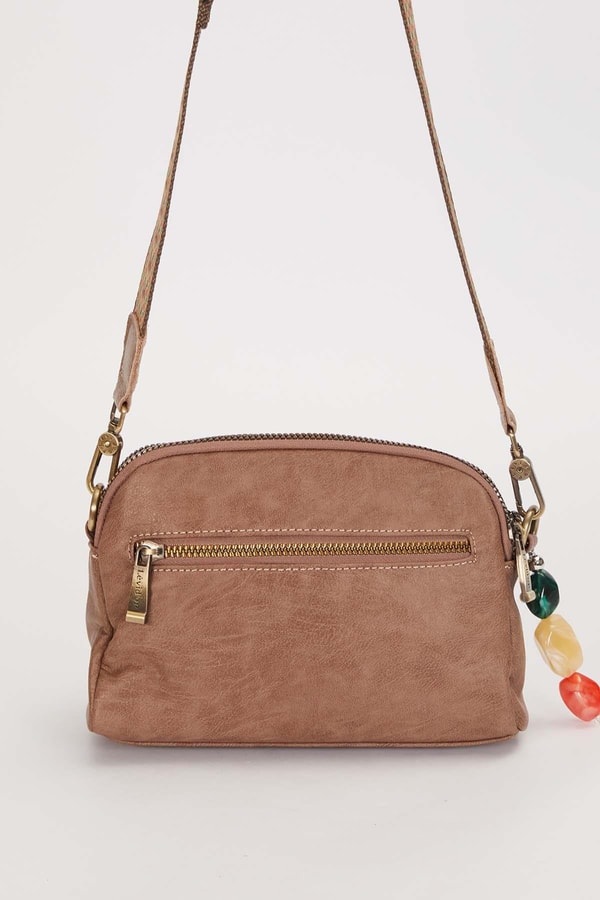 LevidorCamel Boncuk Aksesuar Detaylı Omuz Çantası