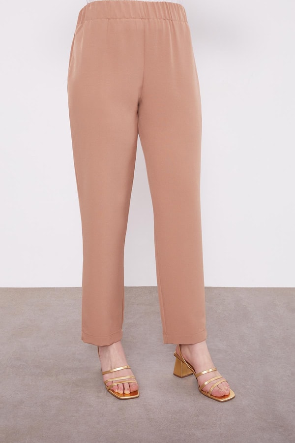 LevidorCamel Broş Detaylı Tunik Takım