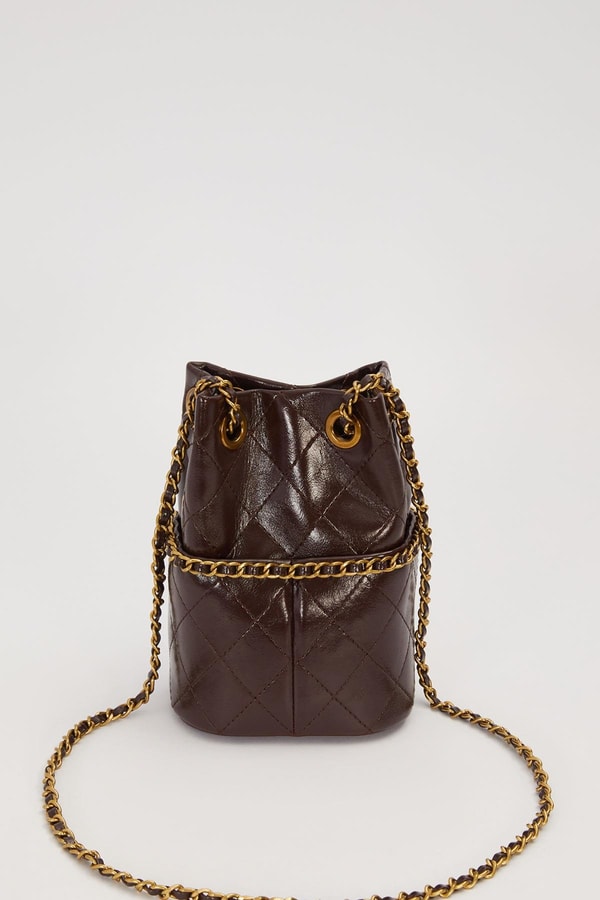 LevidorCamel Büzgü Kapamalı Zincir Askılı Omuz Çantası