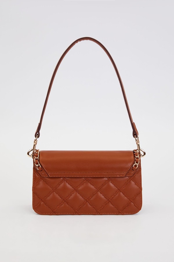 LevidorCamel Çift Askılı Kapitone Omuz Çantası