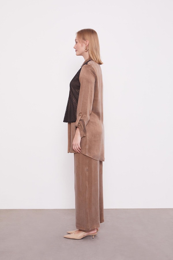 LevidorCamel Cupro File Detaylı İkili Takım