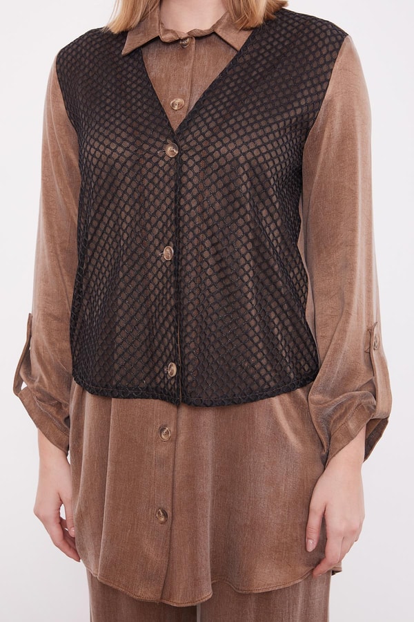 LevidorCamel Cupro File Detaylı İkili Takım