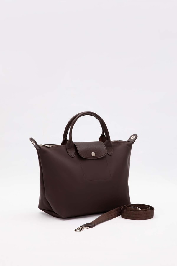 LevidorCamel Deri Kapak Aksesuarlı Omuz Çantası