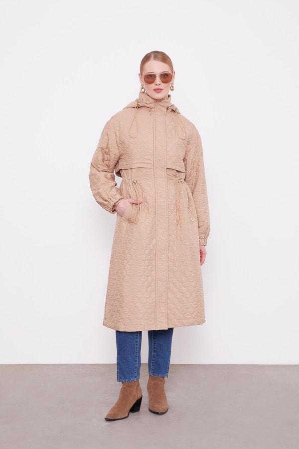 LevidorCamel Elips Desen Kapitone Kap