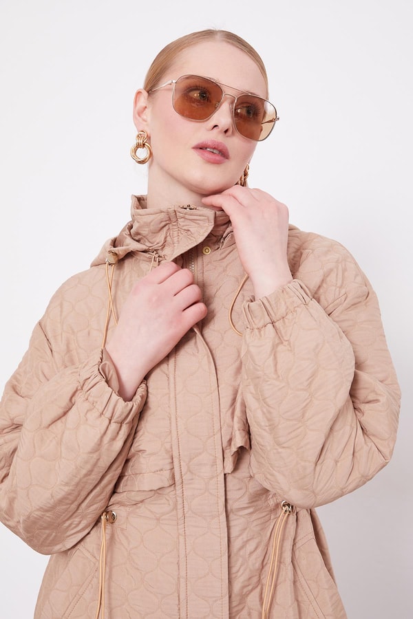 LevidorCamel Elips Desen Kapitone Kap