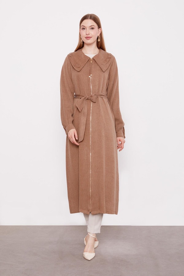 LevidorCamel Geniş Yakalı Fermuarlı Kap