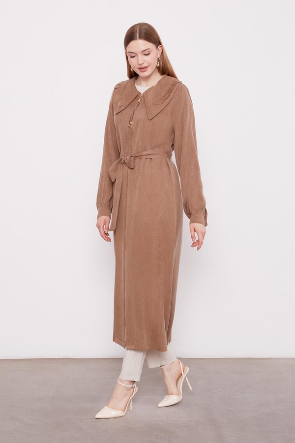 LevidorCamel Geniş Yakalı Fermuarlı Kap