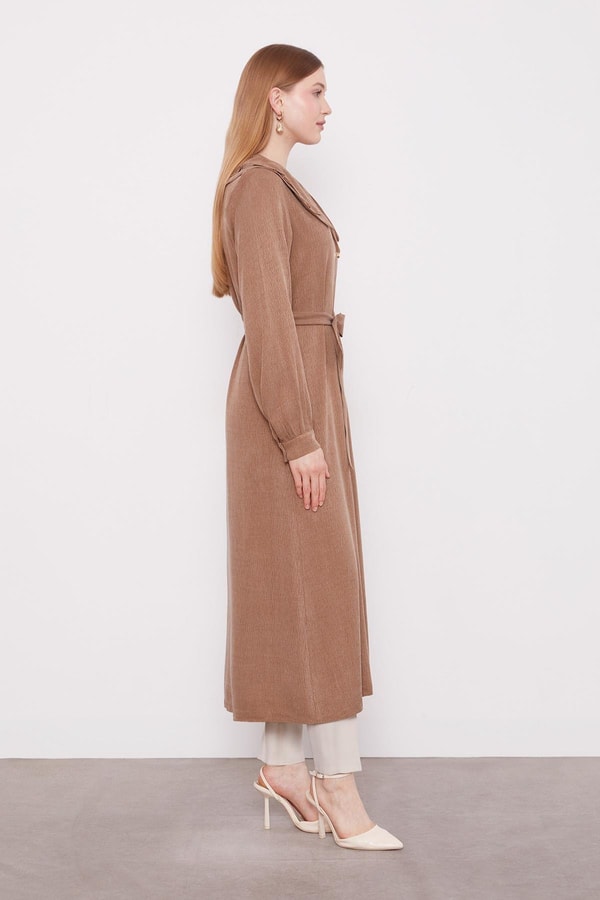 LevidorCamel Geniş Yakalı Fermuarlı Kap