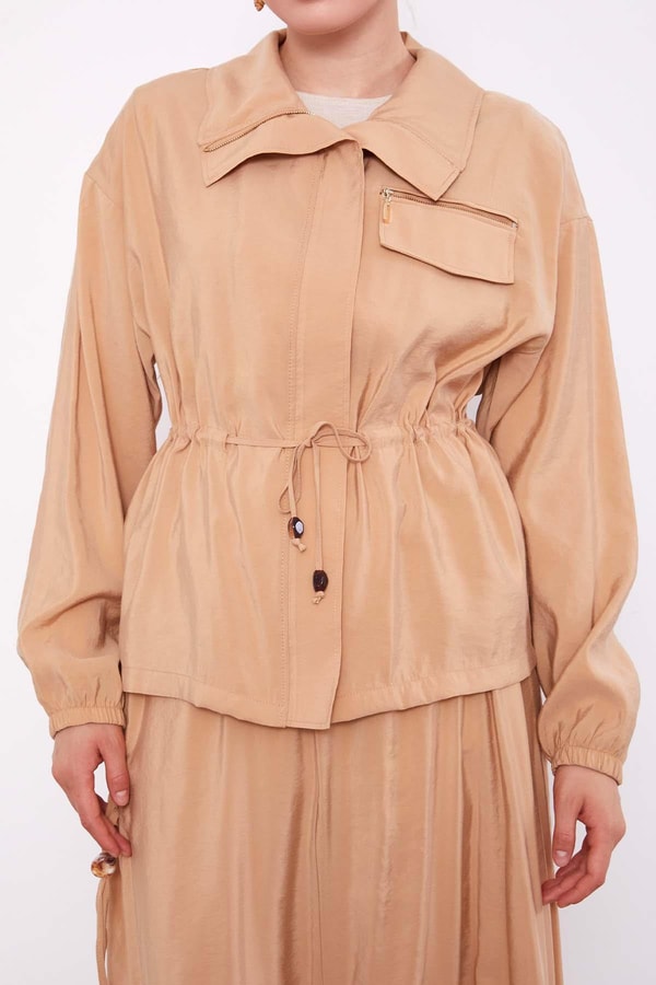 LevidorCamel Gizli Fermuar Detaylı Etek Takım