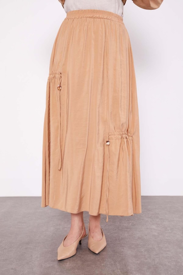 LevidorCamel Gizli Fermuar Detaylı Etek Takım