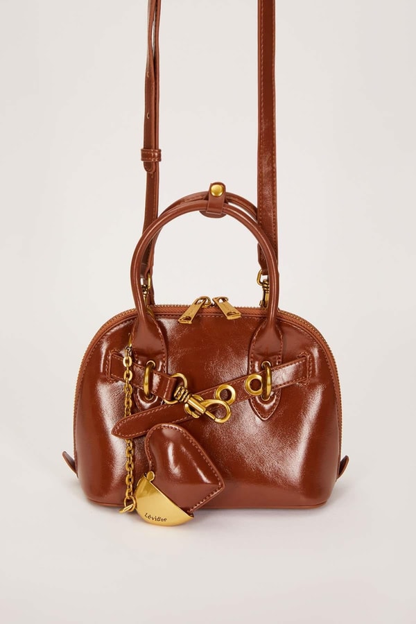 LevidorCamel Gold Metal Halkalı El Çantası