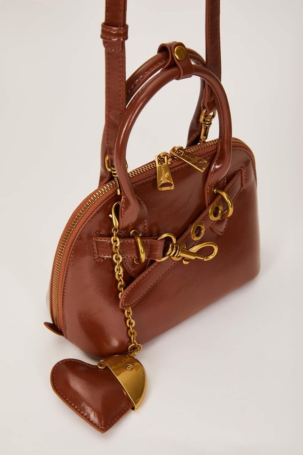 LevidorCamel Gold Metal Halkalı El Çantası