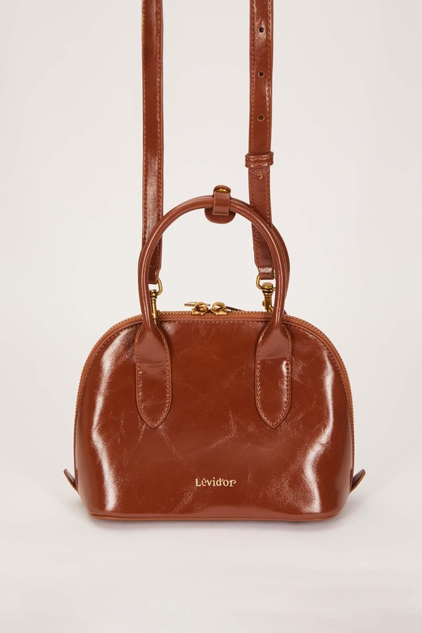 LevidorCamel Gold Metal Halkalı El Çantası
