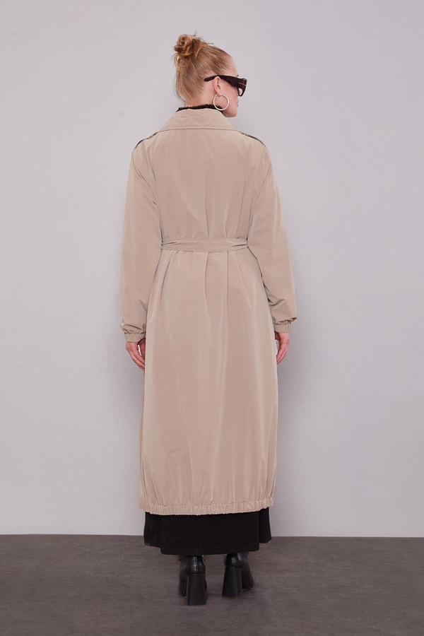 LevidorCamel Kapitone Detaylı Trençkot