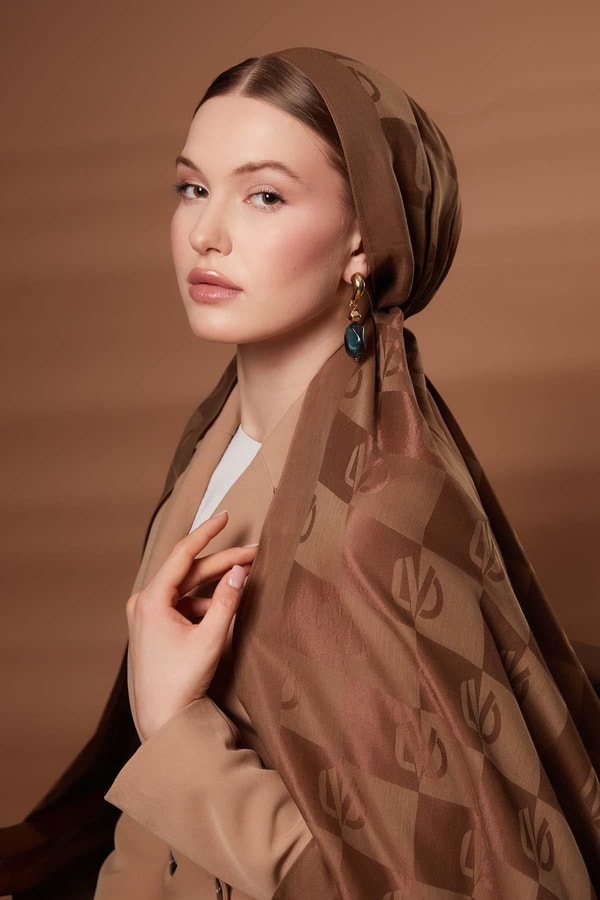 LevidorCamel Kare LVD Baskılı Naia Jakar Şal