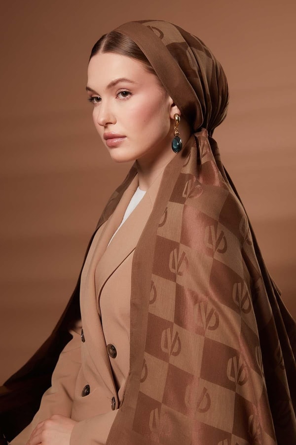 LevidorCamel Kare LVD Baskılı Naia Jakar Şal