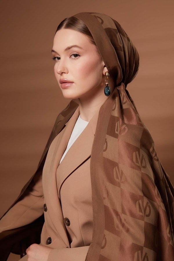 LevidorCamel Kare LVD Baskılı Naia Jakar Şal