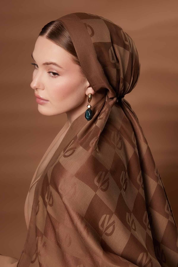LevidorCamel Kare LVD Baskılı Naia Jakar Şal