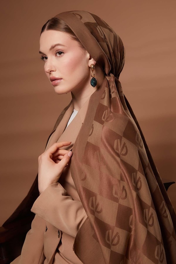 LevidorCamel Kare LVD Baskılı Naia Jakar Şal