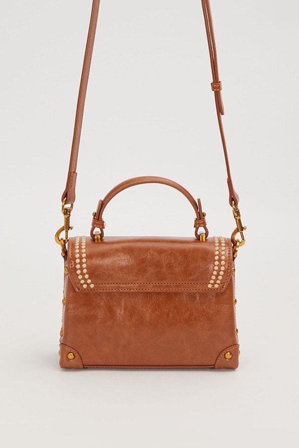 LevidorCamel Kenar Zımba Detaylı Omuz Çantası