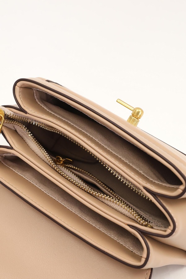 LevidorCamel Kilit Çevirmeli Omuz Çantası