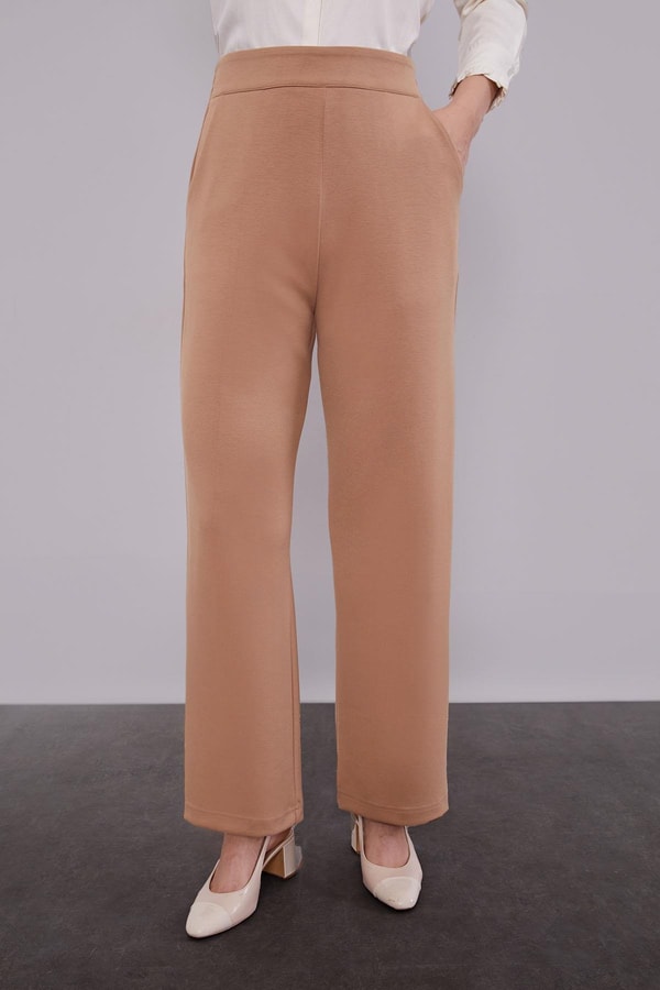 LevidorCamel Kruvaze Kürk Yakalı İkili Takım