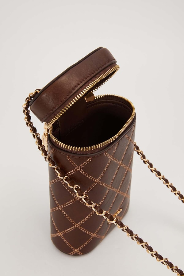 LevidorCamel Silindir Form Kapitone Omuz Çantası