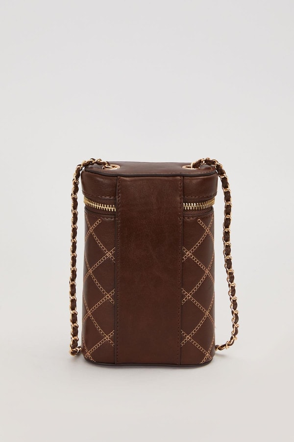 LevidorCamel Silindir Form Kapitone Omuz Çantası