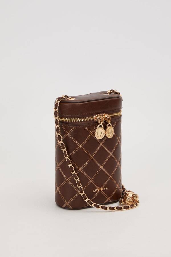 LevidorCamel Silindir Form Kapitone Omuz Çantası