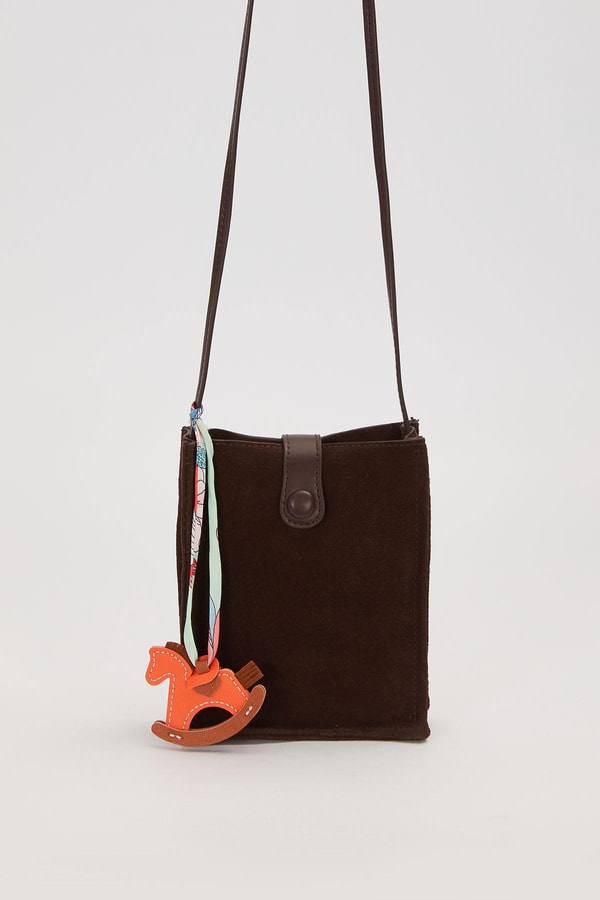 LevidorCamel Süet Uzun Askılı Omuz Çantası