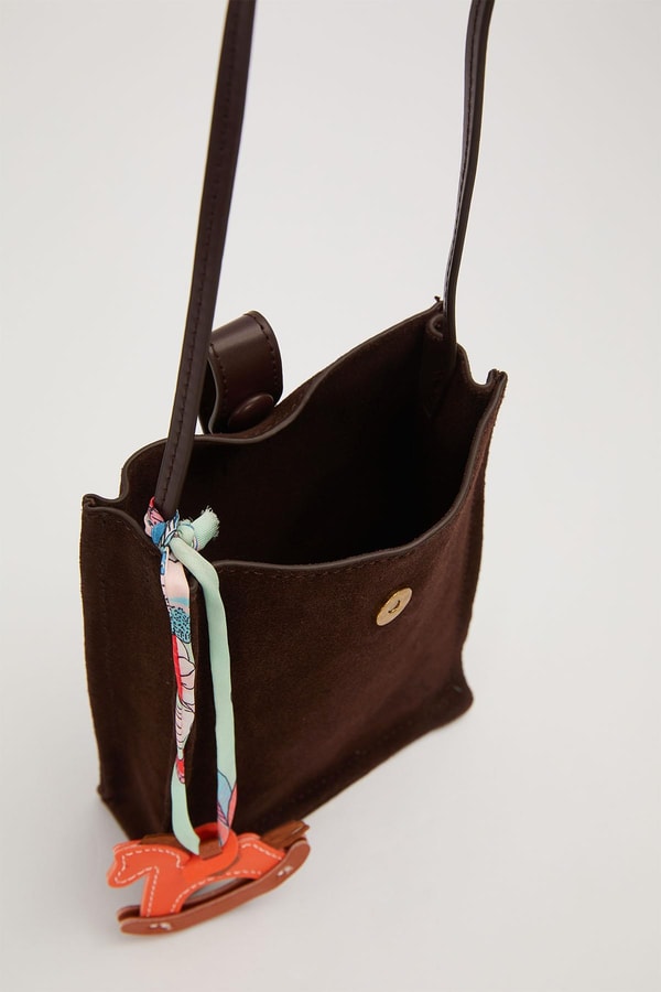 LevidorCamel Süet Uzun Askılı Omuz Çantası