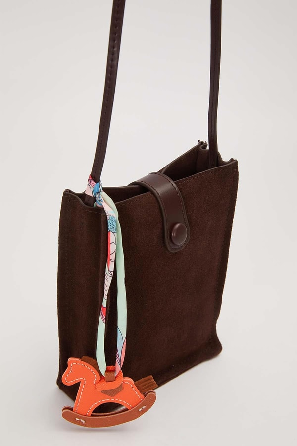 LevidorCamel Süet Uzun Askılı Omuz Çantası